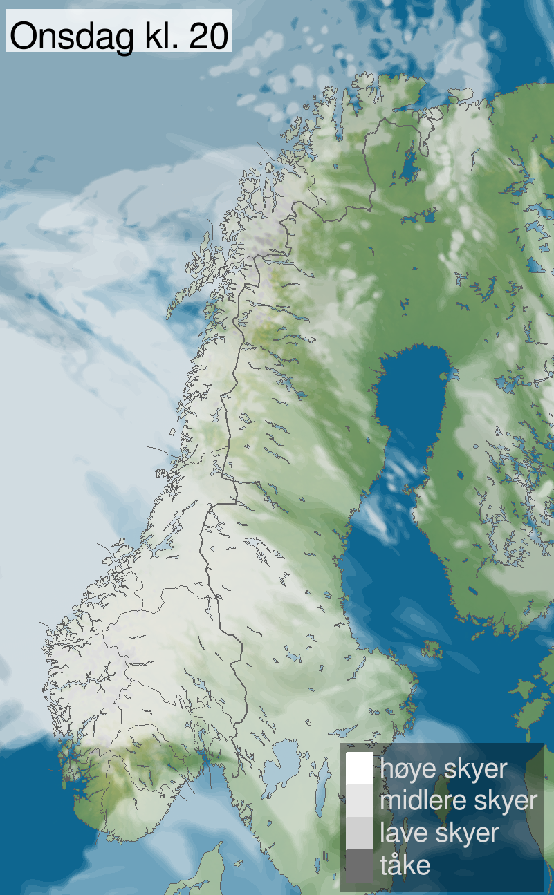 Skydekke onsdag kveld