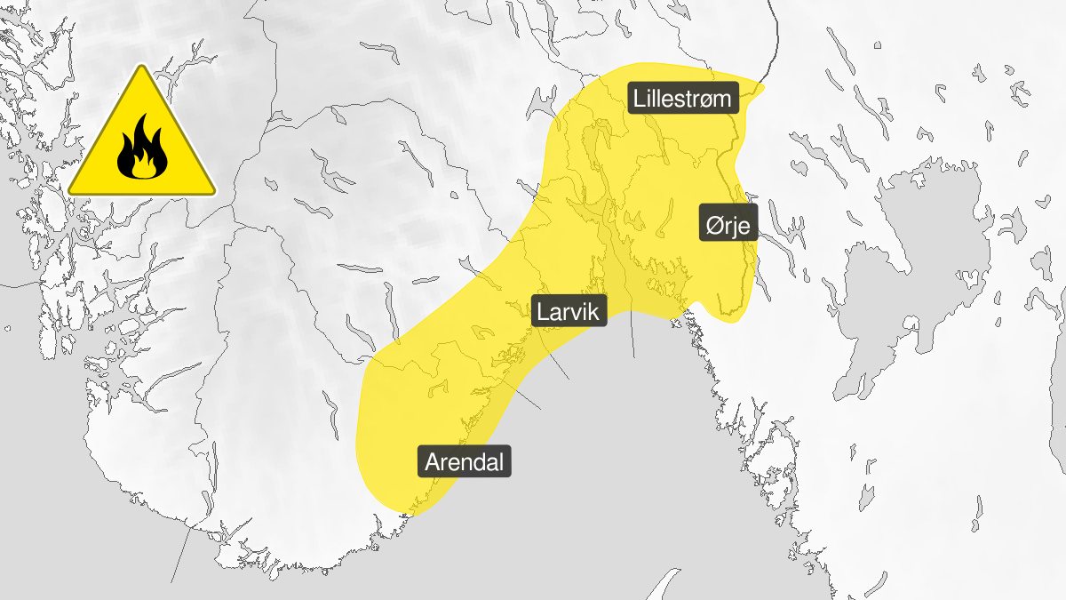 Skogbrannfare utvidet for deler av Agder og Østlandet sør for Mjøsa