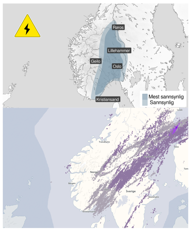 Mye lyn i går på Østlandet og tilsvarende farevarsel